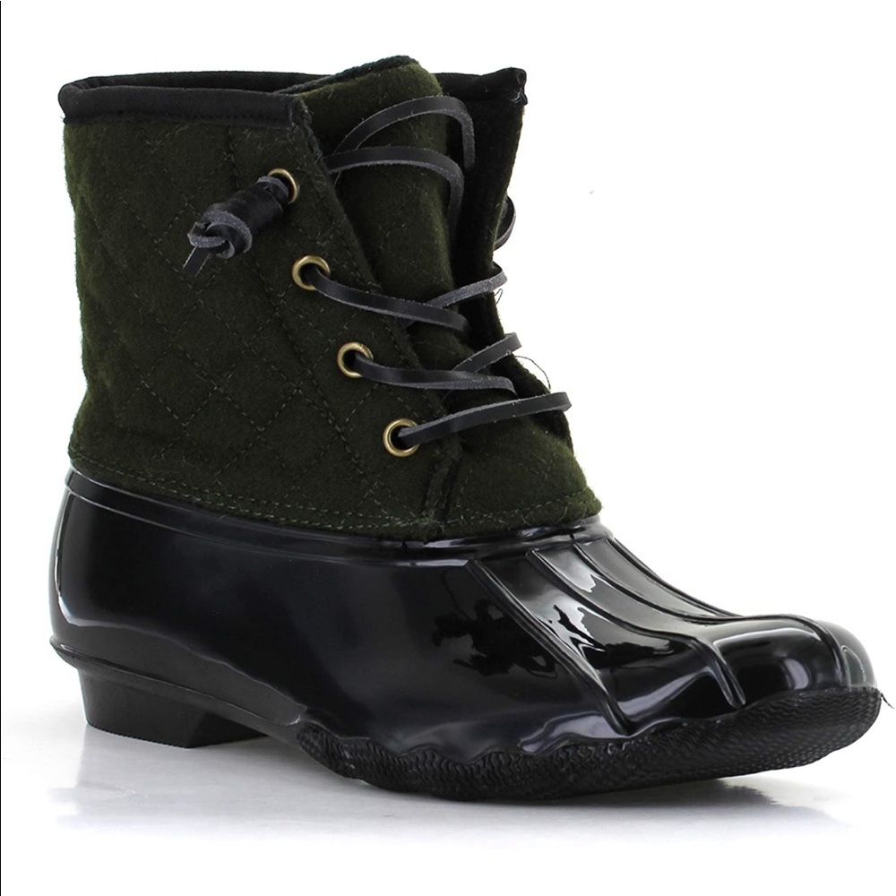 Seven7 Goose Emboss Wool Rain Boot Two-Tone